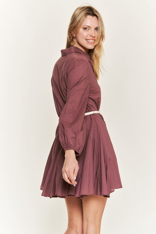 Jade By Jane SOLID FLARE SHIRT DRESS