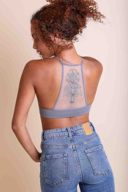 Leto Tattoo Mesh Racerback Bralette