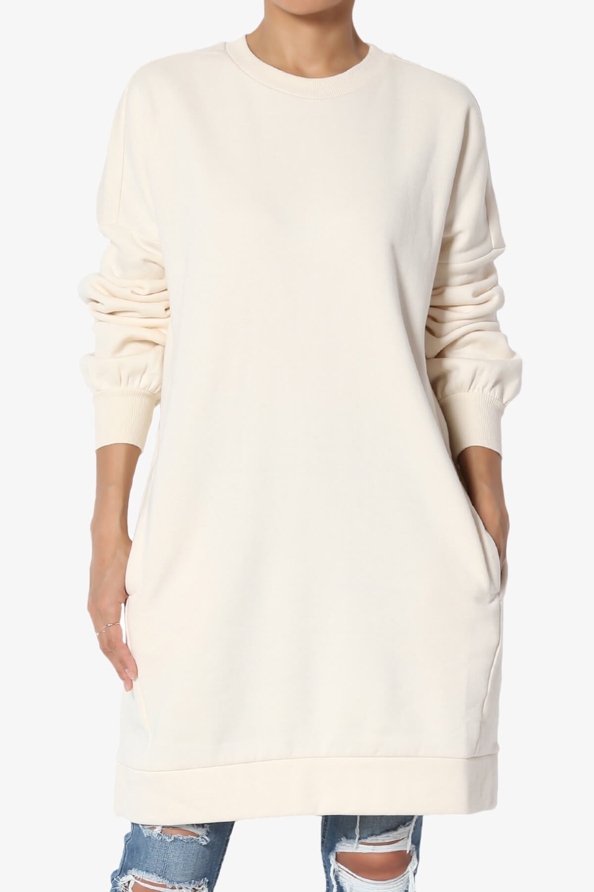 Accie Crew Neck Tunic Sweatshirt CREAM_1