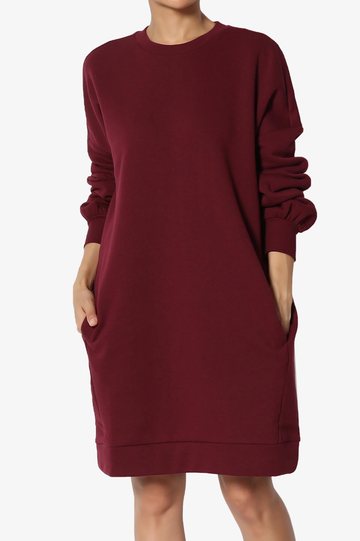 Accie Crew Neck Tunic Sweatshirt DARK BURGUNDY_1