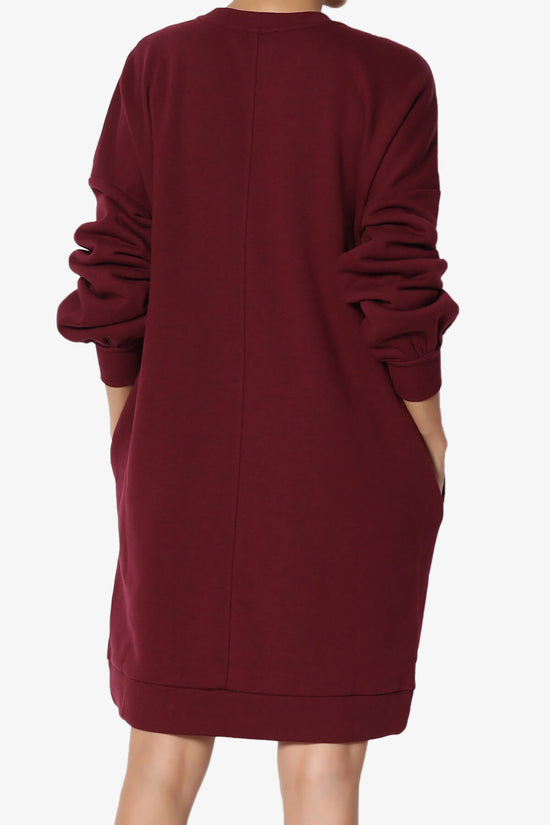 Accie Crew Neck Tunic Sweatshirt DARK BURGUNDY_2