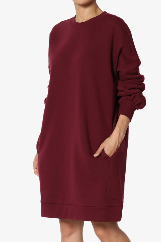 Accie Crew Neck Tunic Sweatshirt DARK BURGUNDY_3