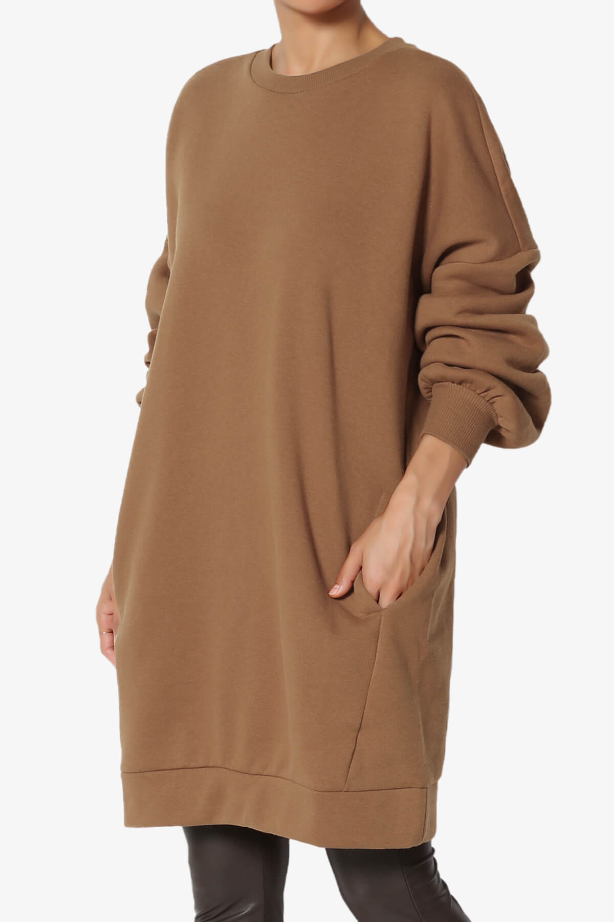Accie Crew Neck Tunic Sweatshirt DARK CAMEL_3