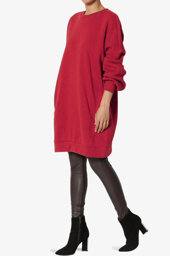 Accie Crew Neck Tunic Sweatshirt DARK RED_6