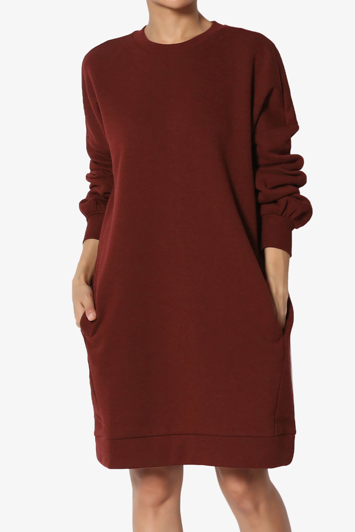 Accie Crew Neck Tunic Sweatshirt DARK RUST_1