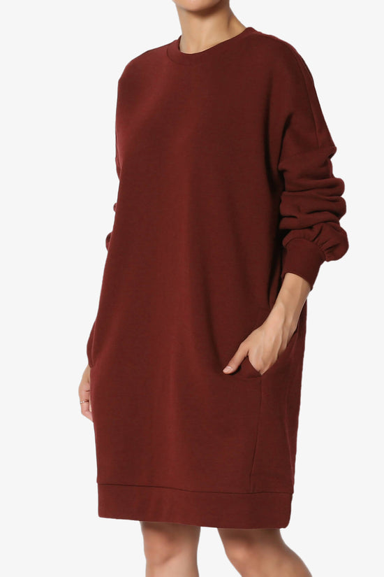 Accie Crew Neck Tunic Sweatshirt DARK RUST_3