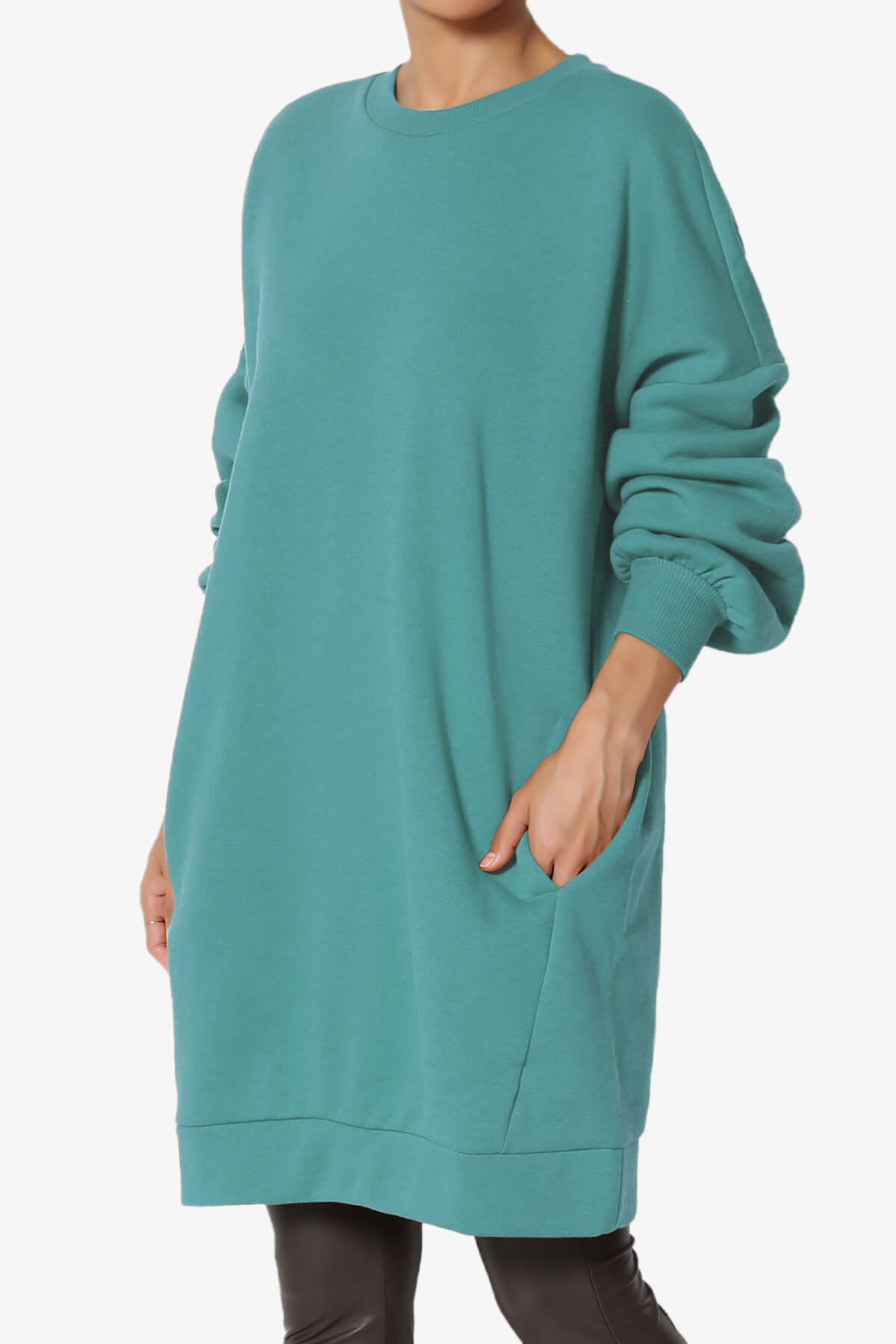 Accie Crew Neck Tunic Sweatshirt DUSTY TEAL_3
