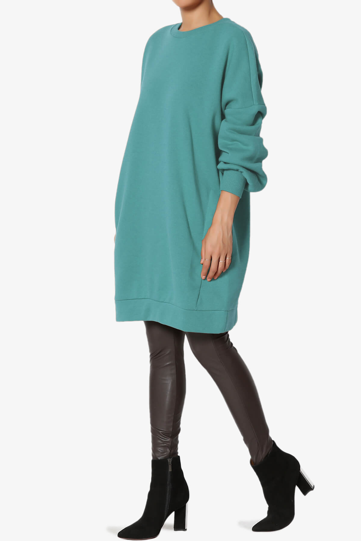 Accie Crew Neck Tunic Sweatshirt DUSTY TEAL_6