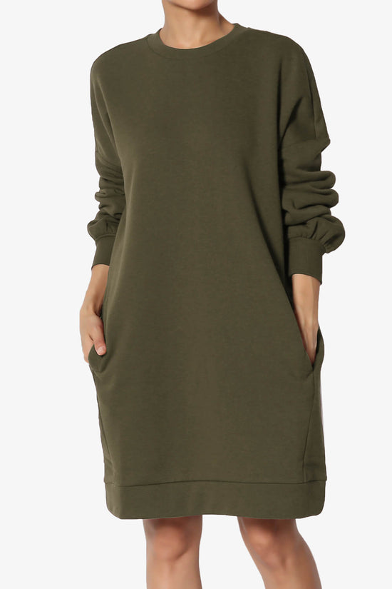 Accie Crew Neck Tunic Sweatshirt OLIVE_1