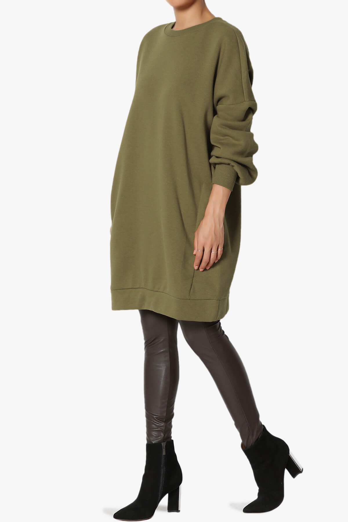 Accie Crew Neck Tunic Sweatshirt OLIVE KHAKI_6