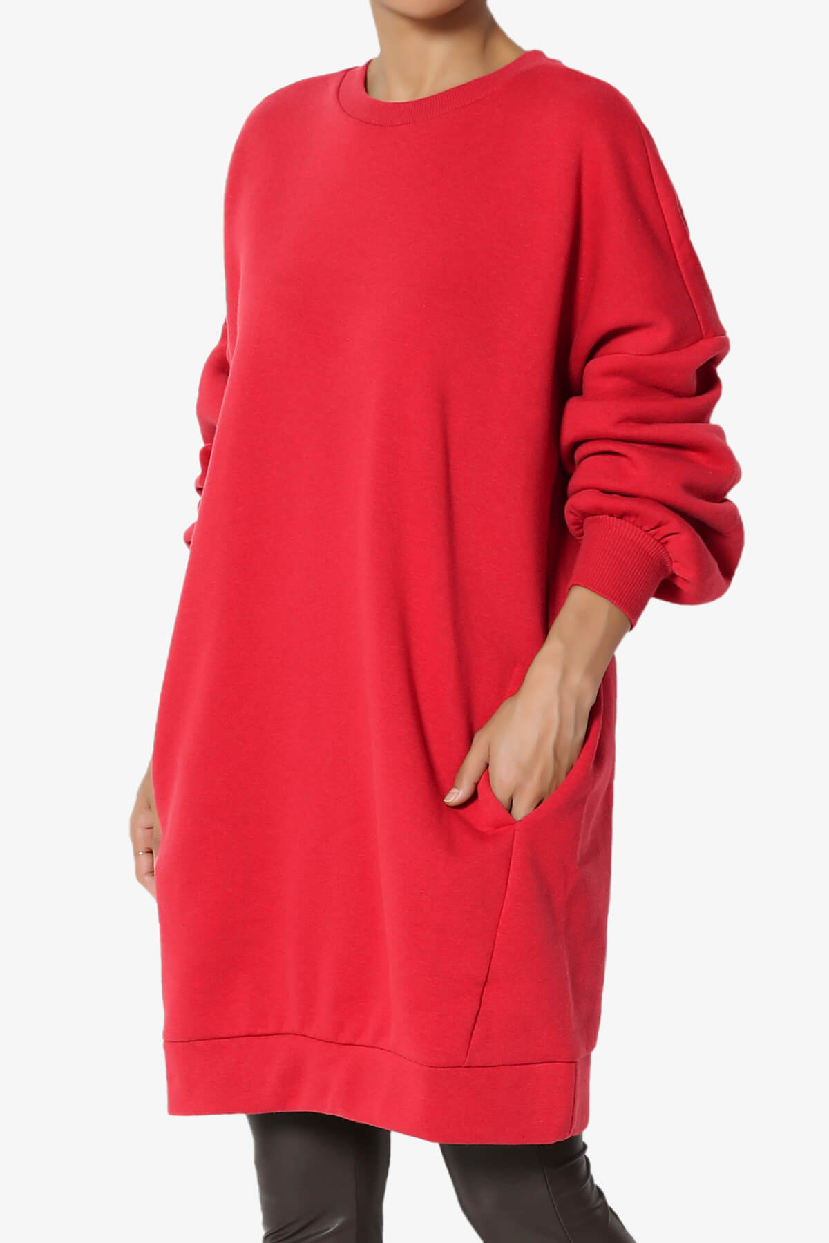 Accie Crew Neck Tunic Sweatshirt RED_1