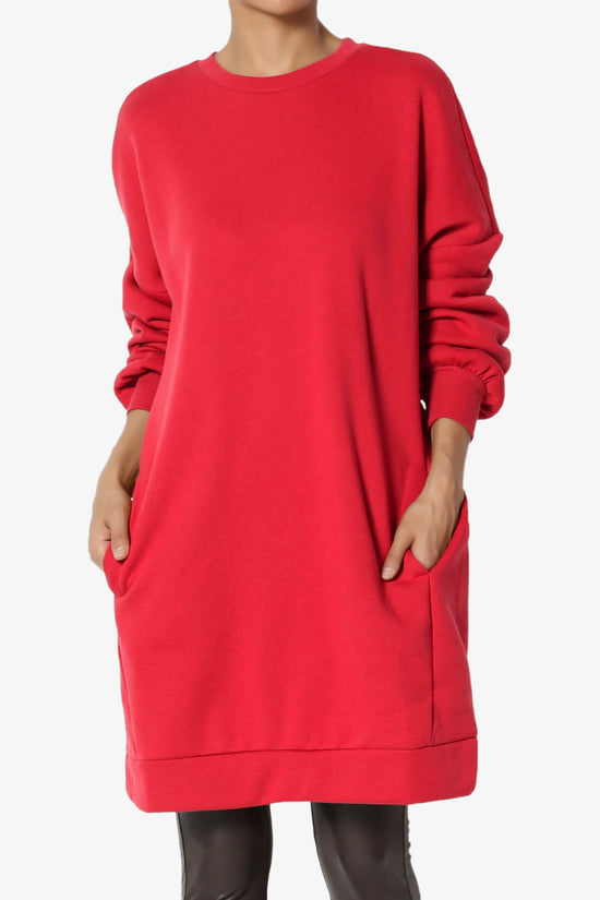 Accie Crew Neck Tunic Sweatshirt RED_3