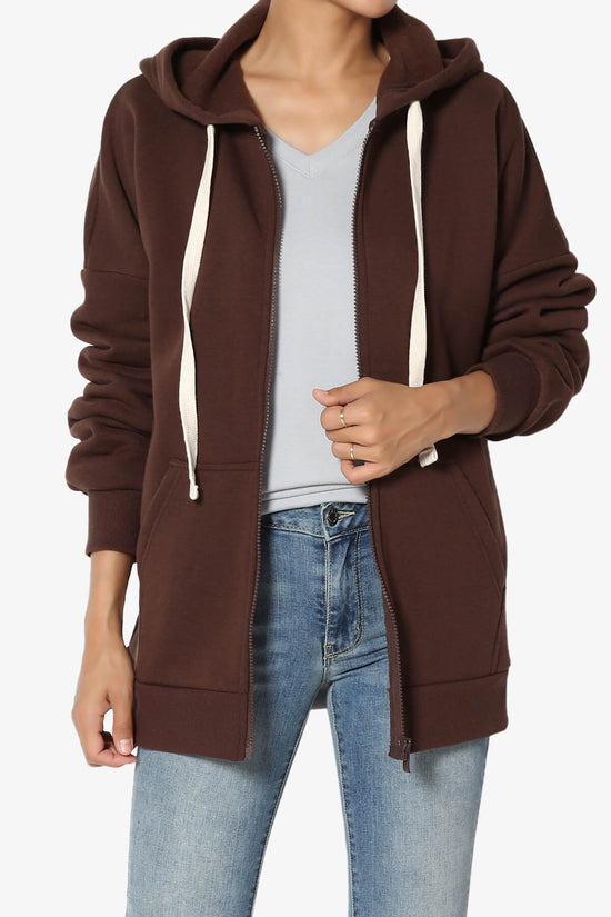 Accie Fleece Zip Hooded Jacket BROWN_1