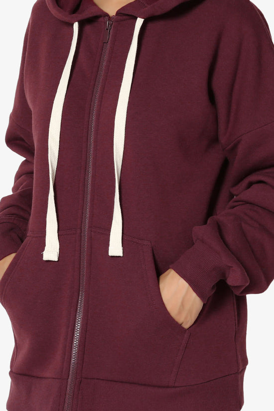 Accie Fleece Zip Hooded Jacket DARK BURGUNDY_5