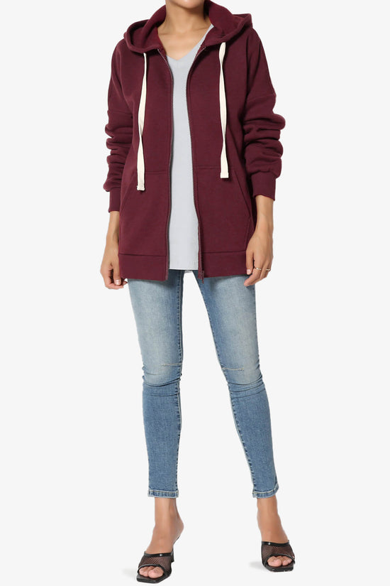 Accie Fleece Zip Hooded Jacket DARK BURGUNDY_6
