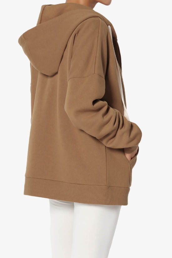 Accie Fleece Zip Hooded Jacket DARK CAMEL_4