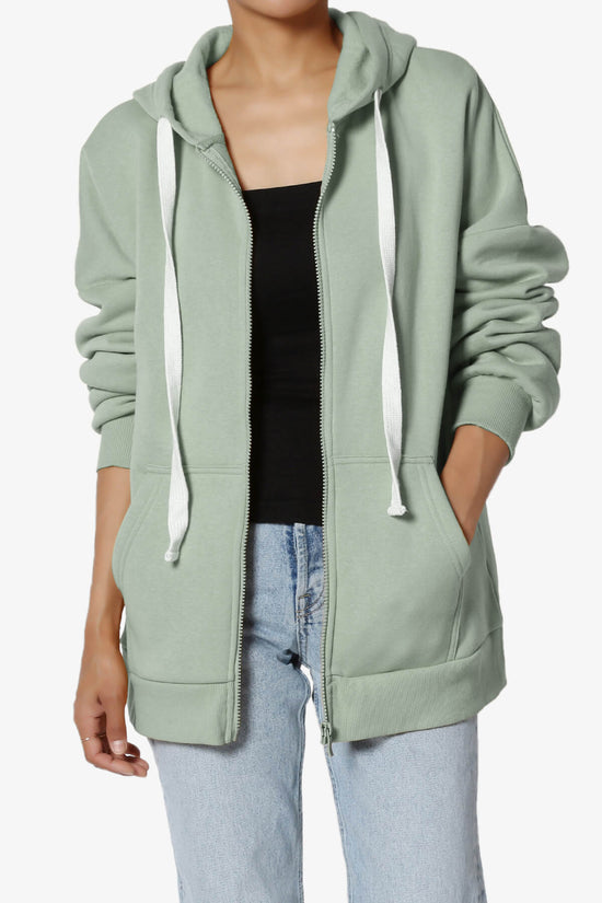 Accie Fleece Zip Hooded Jacket LIGHT GREEN_1