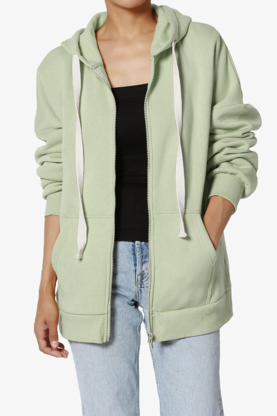 Accie Fleece Zip Hooded Jacket LIGHT SAGE_1