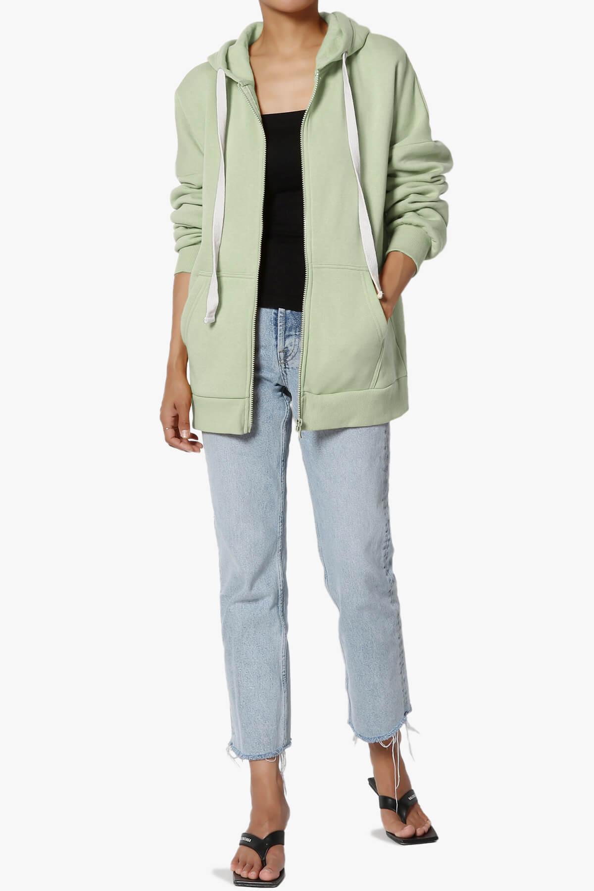 Accie Fleece Zip Hooded Jacket LIGHT SAGE_6