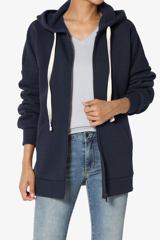 Accie Fleece Zip Hooded Jacket NAVY_1