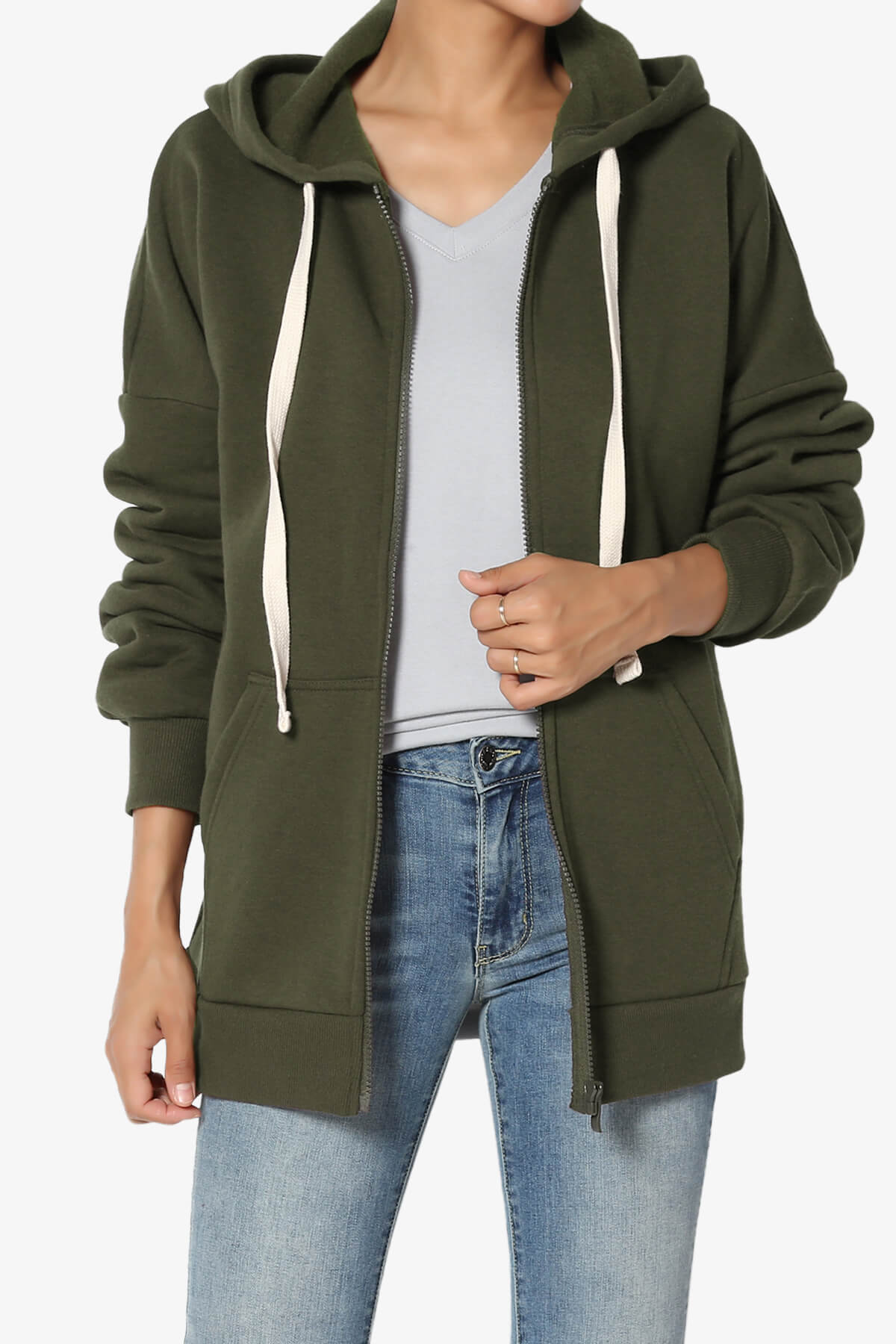 Accie Fleece Zip Hooded Jacket OLIVE_1