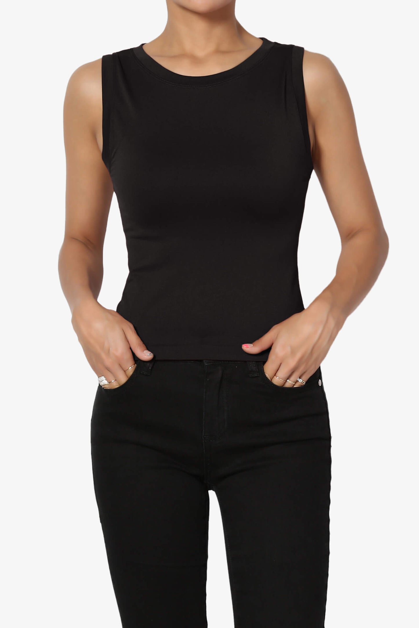 Aika Seamless Crop Tank Top BLACK_1