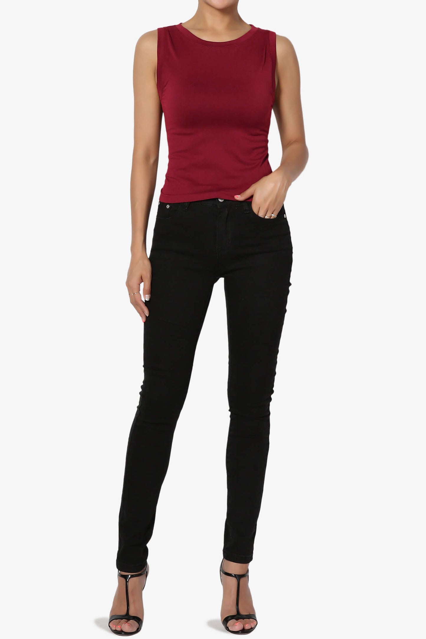 Aika Seamless Crop Tank Top BURGUNDY_6