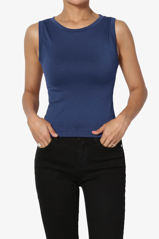 Aika Seamless Crop Tank Top LIGHT NAVY_1