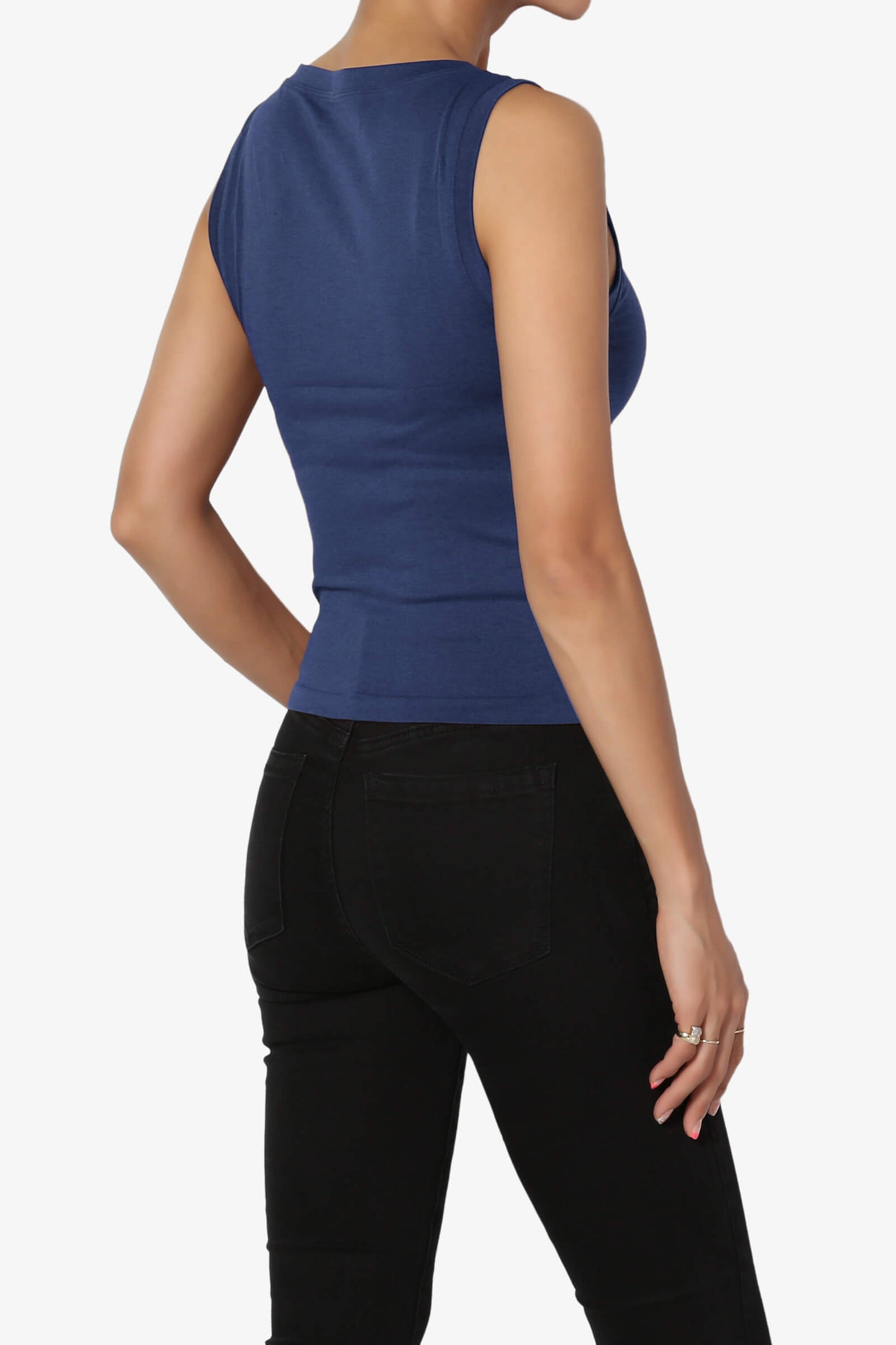 Aika Seamless Crop Tank Top LIGHT NAVY_4