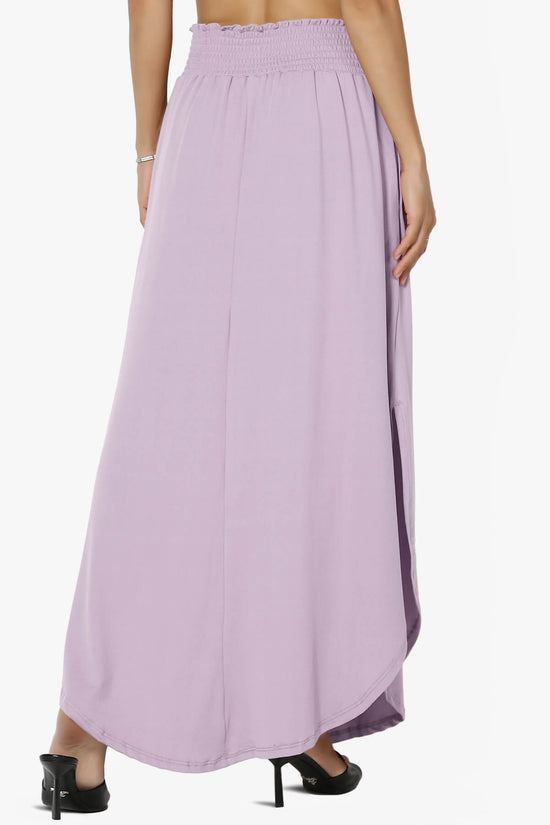 Alisah Smocked Waist Pocket Slit Maxi Skirt LILAC_2