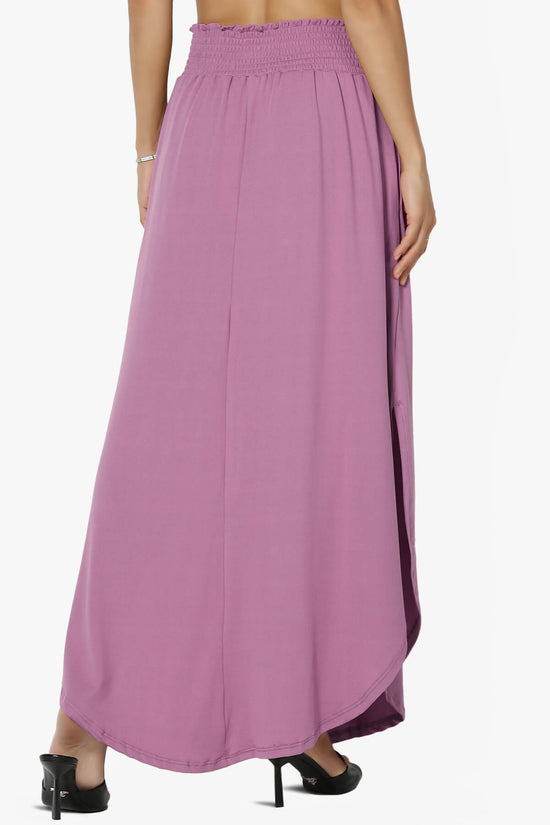 Alisah Smocked Waist Pocket Slit Maxi Skirt MAUVE_2