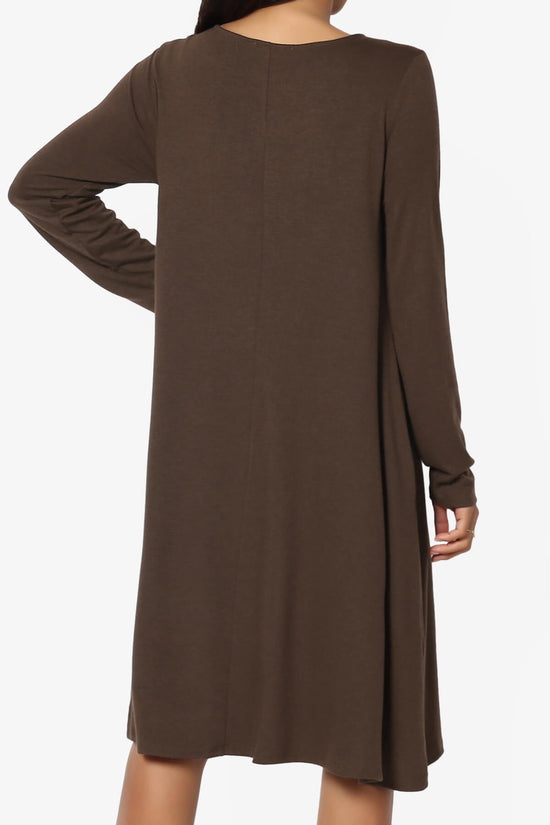 Allie Long Sleeve Jersey A-Line Dress BROWN_2