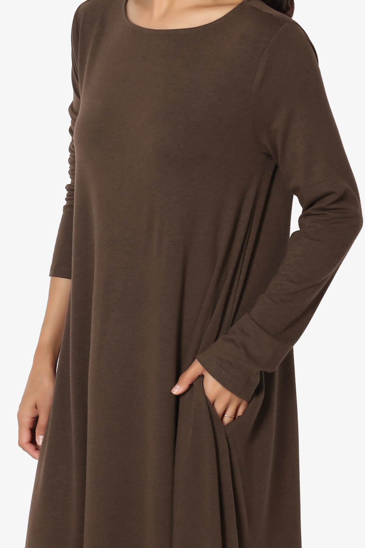 Allie Long Sleeve Jersey A-Line Dress BROWN_5