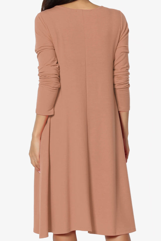 Allie Long Sleeve Jersey A-Line Dress CAMEL_2