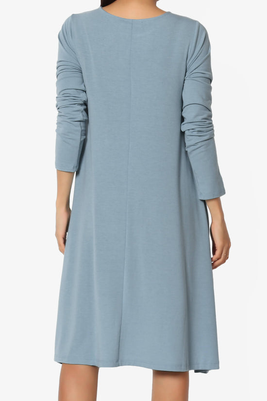 Allie Long Sleeve Jersey A-Line Dress CEMENT_2