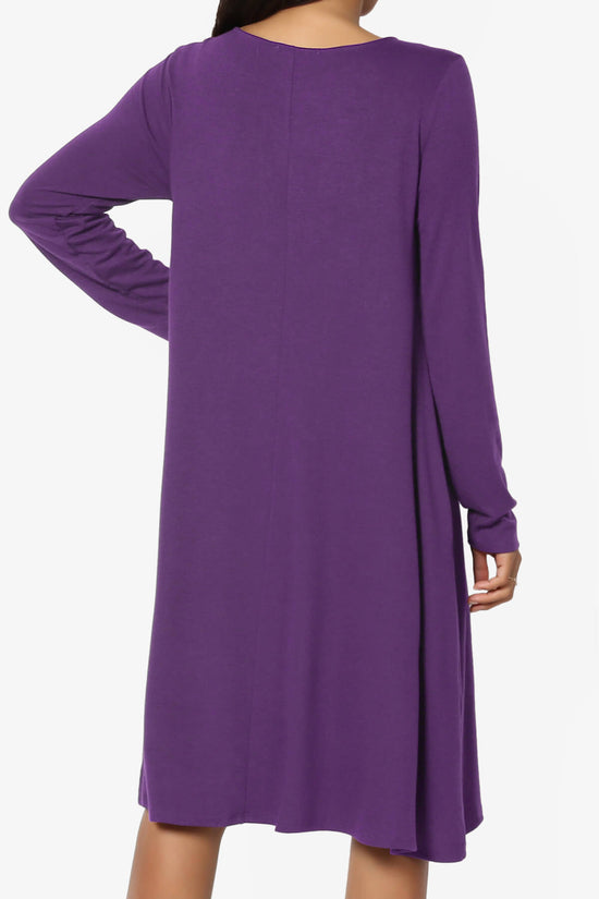 Allie Long Sleeve Jersey A-Line Dress PURPLE_2