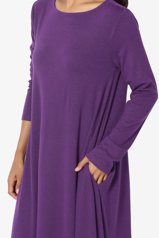 Allie Long Sleeve Jersey A-Line Dress PURPLE_5