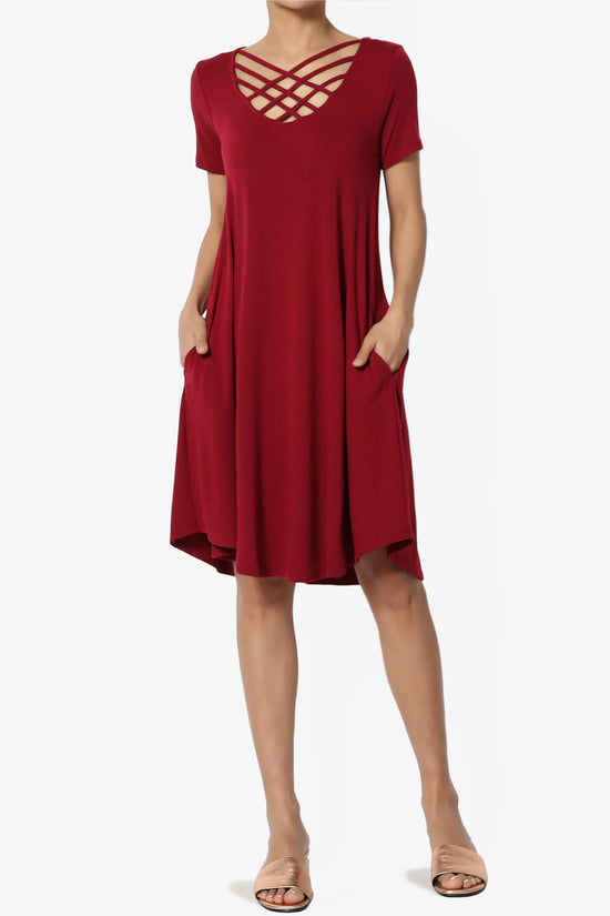 Amella Strappy Scoop Neck Pocket Dress BURGUNDY_6
