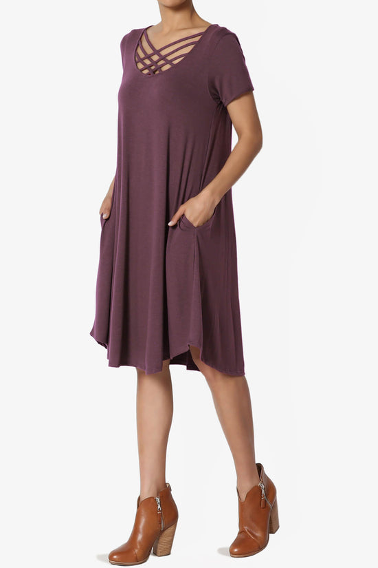 Amella Strappy Scoop Neck Pocket Dress DUSTY PLUM_3