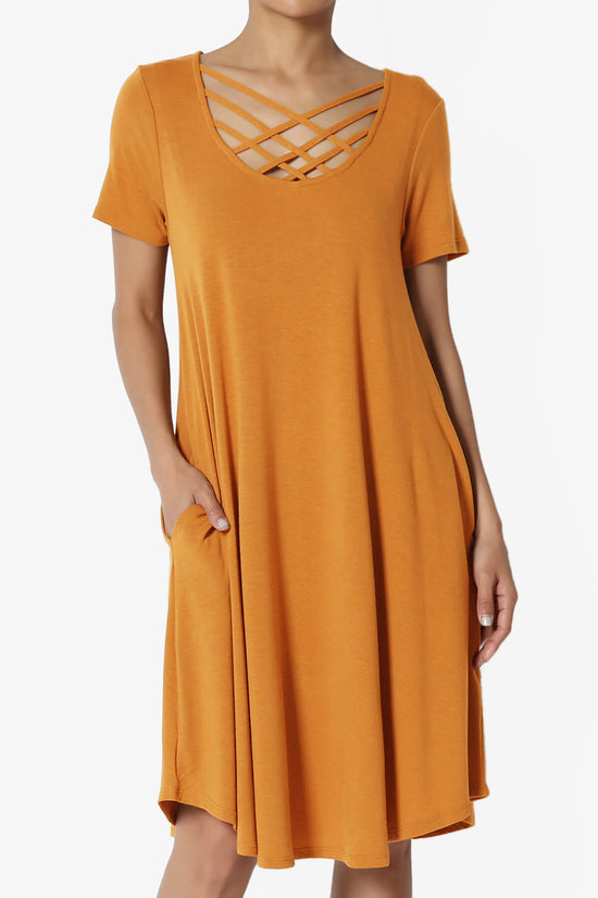 Amella Strappy Scoop Neck Pocket Dress MUSTARD_1