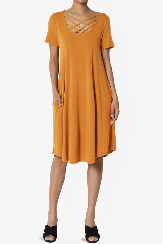 Amella Strappy Scoop Neck Pocket Dress MUSTARD_6