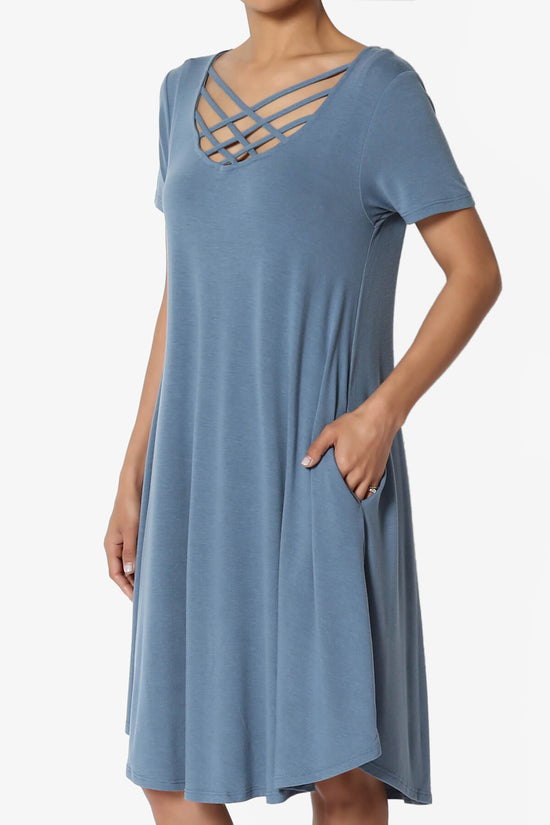 Amella Strappy Scoop Neck Pocket Dress TITANIUM_3