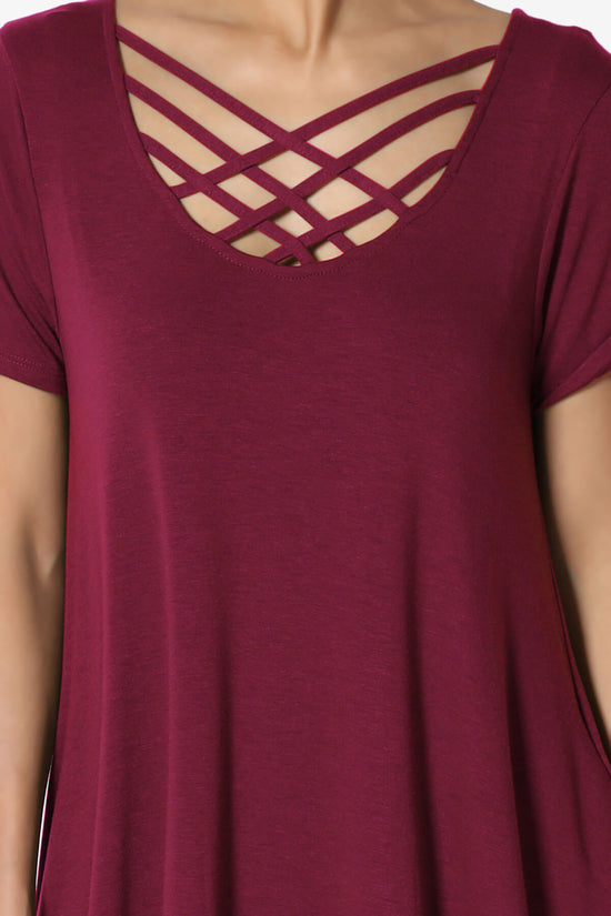 Amella Strappy Scoop Neck Pocket Dress WINE_5