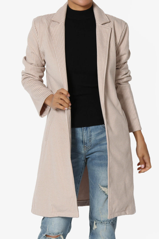 Amulet Checkered Long Coat Jacket KHAKI_1