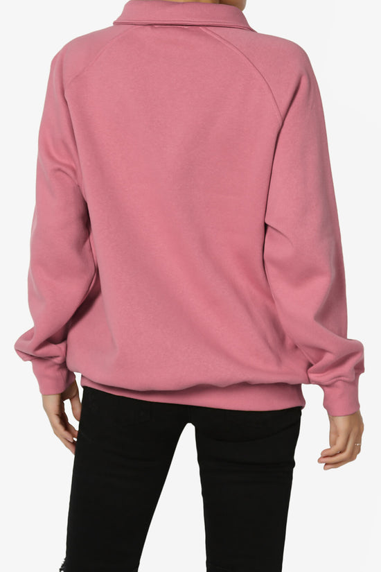 Avianna Oversized Fleece Polo Sweatshirt ASH ROSE_2