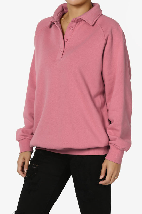 Avianna Oversized Fleece Polo Sweatshirt ASH ROSE_3