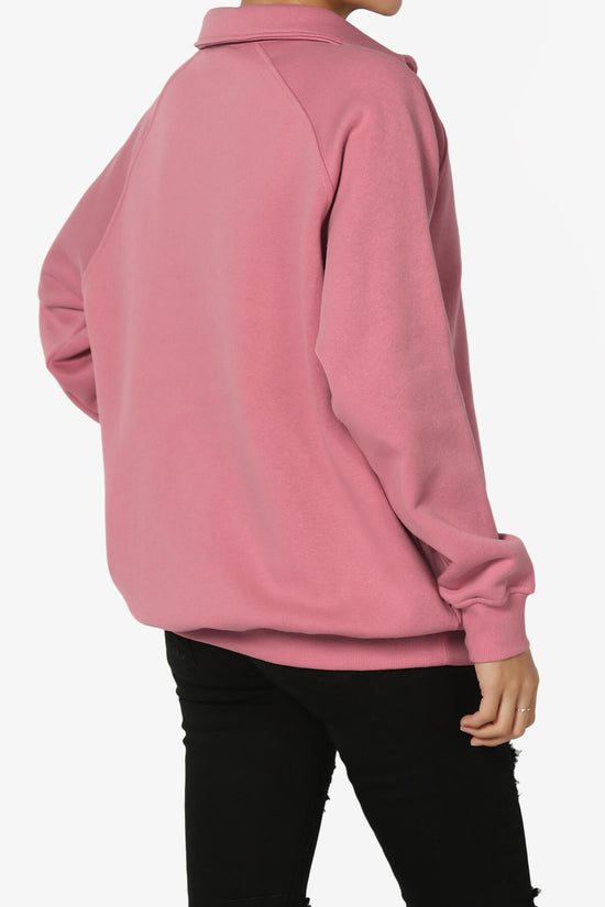 Avianna Oversized Fleece Polo Sweatshirt ASH ROSE_4