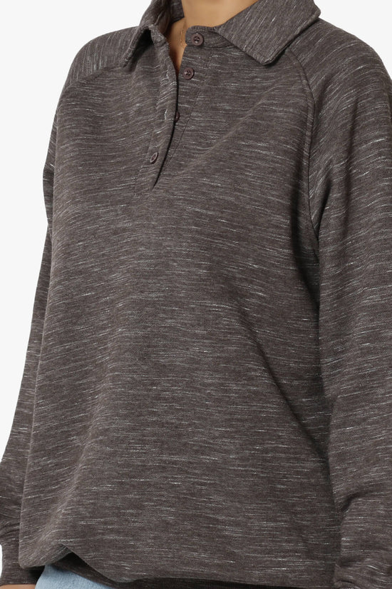 Avianna Oversized Fleece Polo Sweatshirt BROWN_5