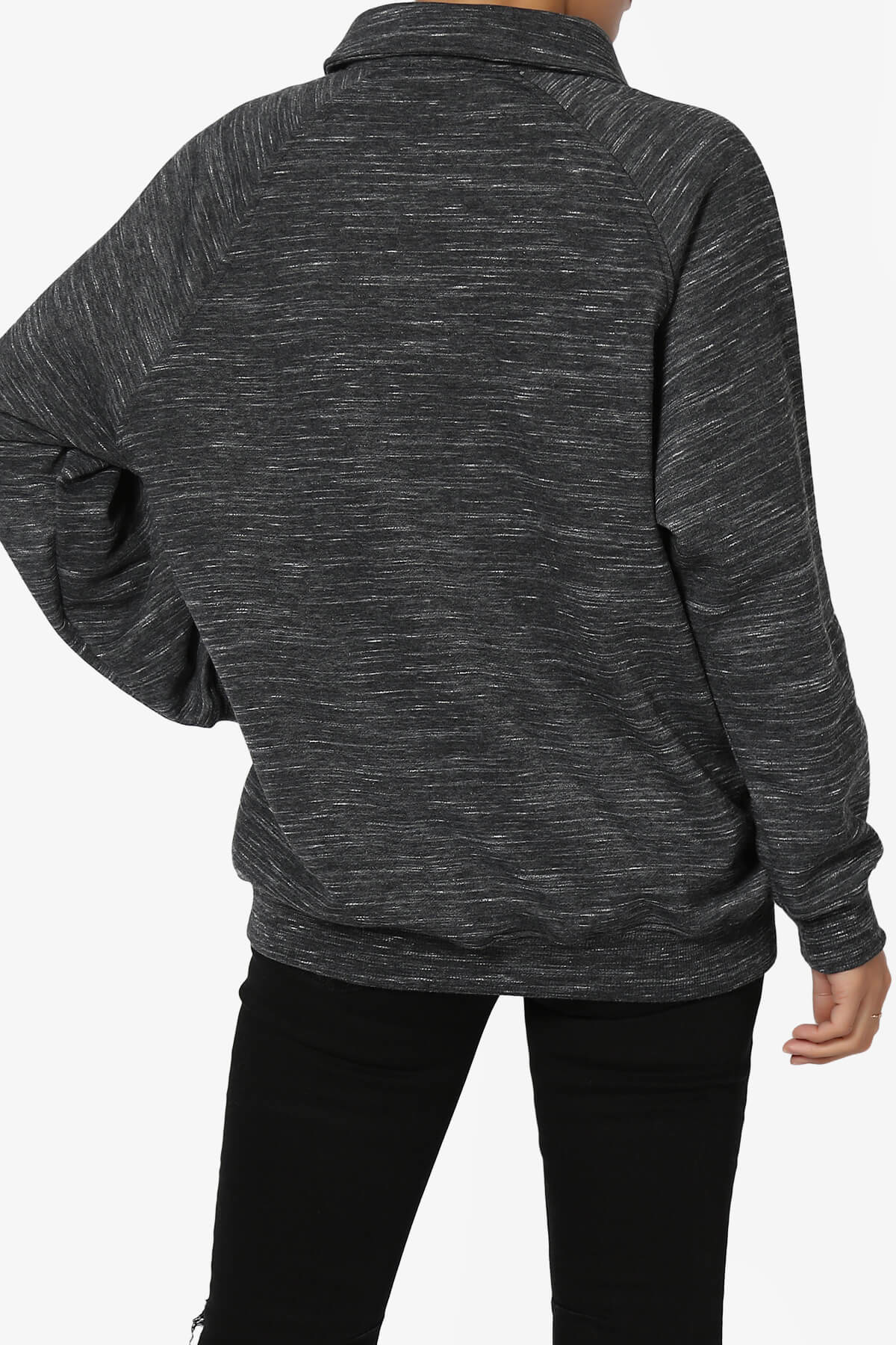 Avianna Oversized Fleece Polo Sweatshirt CHARCOAL_2