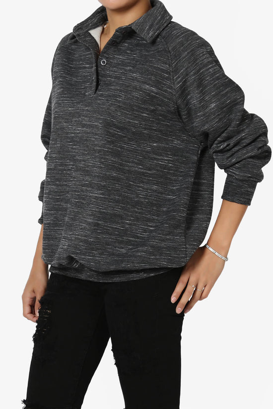 Avianna Oversized Fleece Polo Sweatshirt CHARCOAL_3